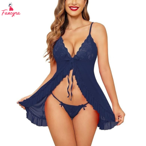 Fancyra Women Lingerie Set Lace Babydoll Nightwear with G-String Thong
