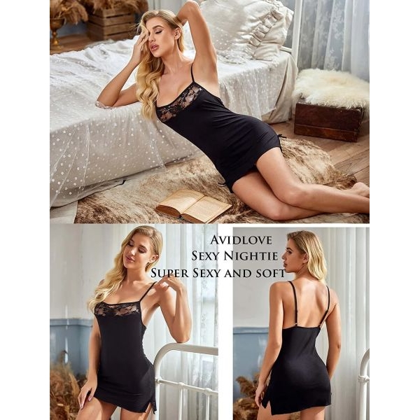 Fancyra Women Lingerie Sleepwear Lace Babydoll Chemise Nightwear - Image 4