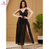 Fancyra Women Long Mesh V Neck Hot Nightwear Side Split Nightgown Lingerie