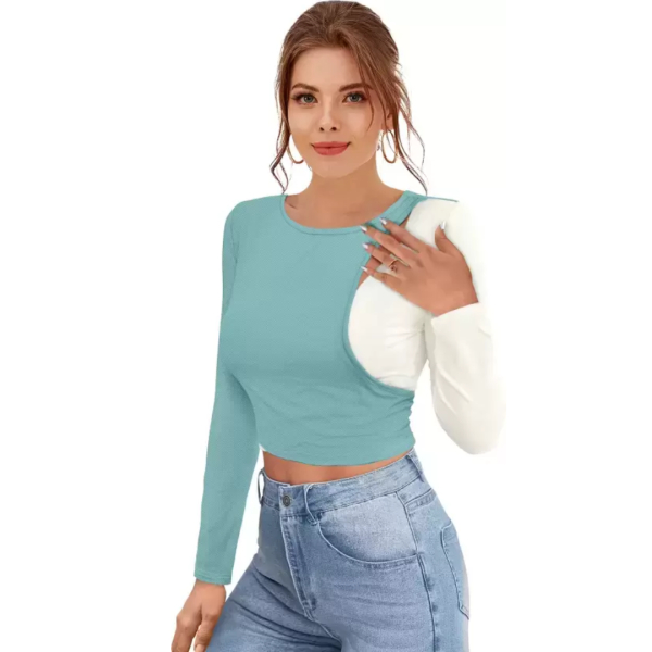 Fancyra Women Long Sleeve Casual Crop Top T-Shirt - Image 3
