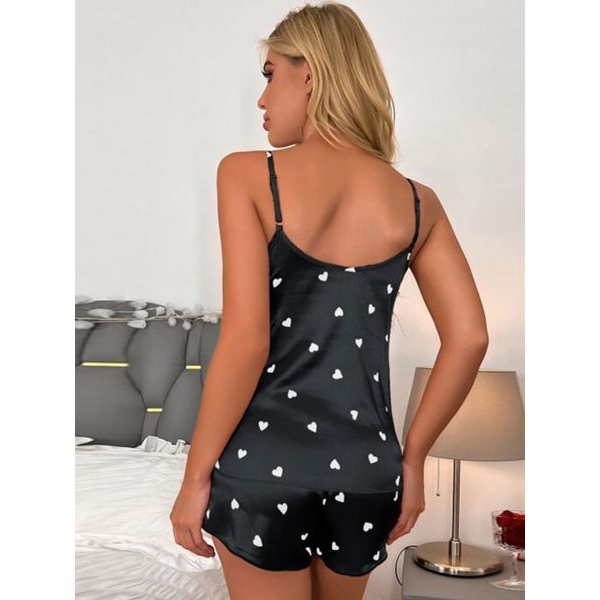 Fancyra Women Love Printed Sleeveless Camisole Top & Shorts Pajama Set - Image 3