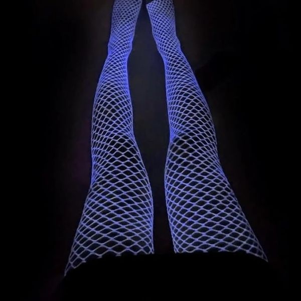 Fancyra Women Luminous Glowing Stockings Pantyhose Socks White Fishnet Tights - Image 5