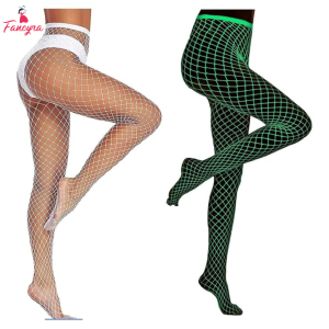 Fancyra Women Luminous Glowing Stockings Pantyhose Socks White Fishnet Tights