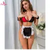 Fancyra Women Maid Lingerie Costume Bra Panty Bikini Set Hand Bands and Apron