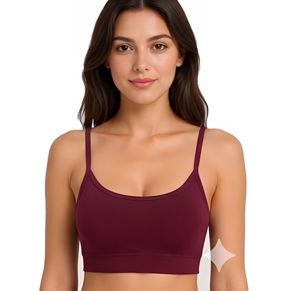 Fancyra Women Maroon Cotton Padded Non-Wired Full Coverage Comfort Activewear Sports Bra - Image 2
