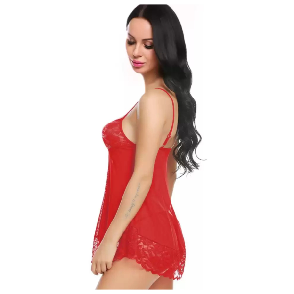 Fancyra Women Mesh Chemise Hot Babydoll Lingerie With G String Panty - Image 3