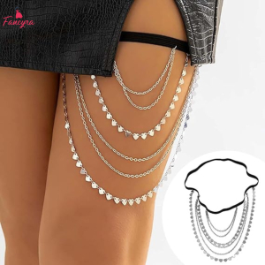 Fancyra Women Multi Layer Thigh Chain Hollow Charm Leg Chain