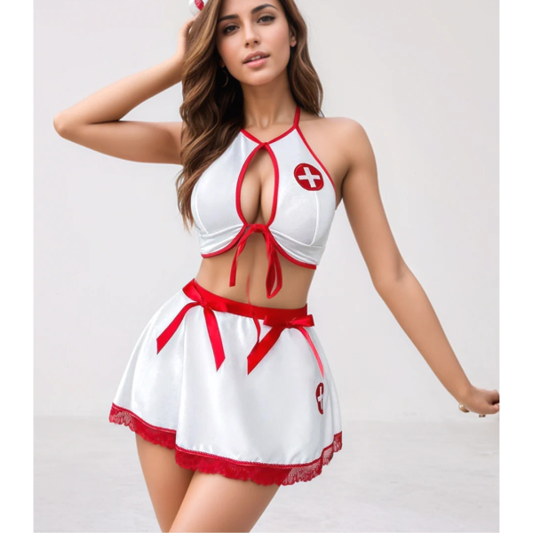 Fancyra Women Naughty Nurse Costume Roleplay Lingerie Set - Image 4