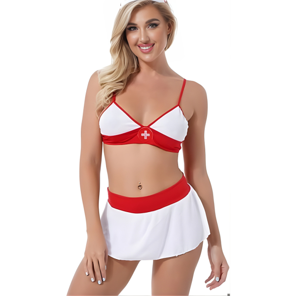 Fancyra Women Naughty Nurse Lingerie Costume Cosplay Babydoll Outfit - Image 3