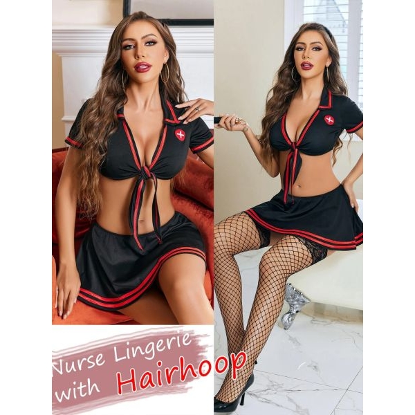 Fancyra Women Naughty Nurse Roleplay Costume Lingerie Nighty - Image 4