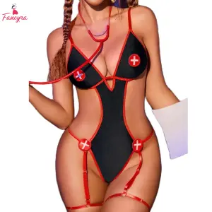 Fancyra Women Naughty Nurse Teddy Bodysuit Baby Doll Lingerie