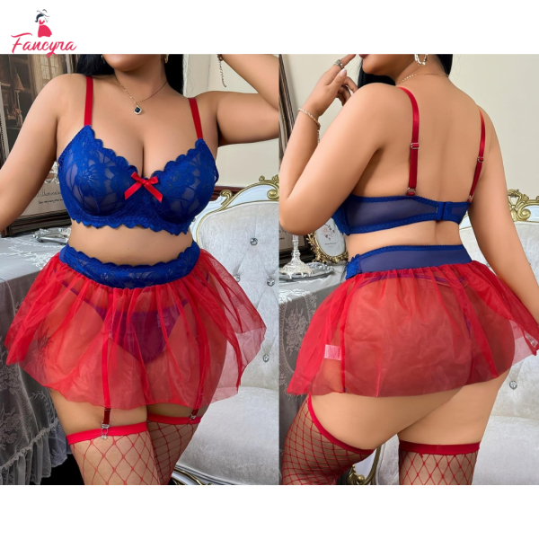 Fancyra Women Net Lace Hot Top and Skirt Lingerie Set - Image 2