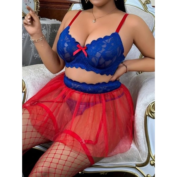 Fancyra Women Net Lace Hot Top and Skirt Lingerie Set - Image 3