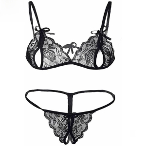 Fancyra Women Net Lace Lingerie Bikini Bra Panty Set