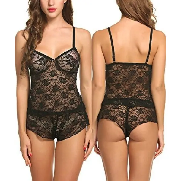 Fancyra Women Net Lace Romantic Hot Design Naughty Night Dress Lingerie Set - Image 2