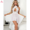 Fancyra Women Net Lace Self Design Flared Hook and Eye Baby Doll Lingerie