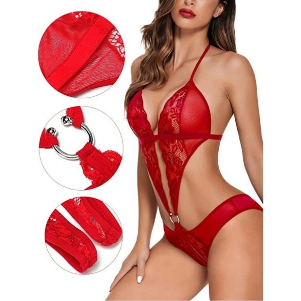 Fancyra Women Net Lace Teddy Bodysuit Lingerie - Image 3