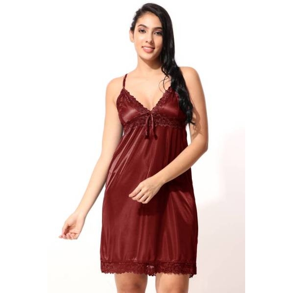 Fancyra Women Night dress Sleepwear Two Piece Satin Silk Nighty with Outer Robe - Image 2