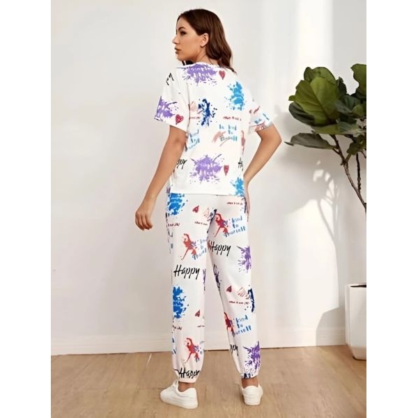 Fancyra Women Night Suit Set Multicolor Printed Pajama Set - Image 4