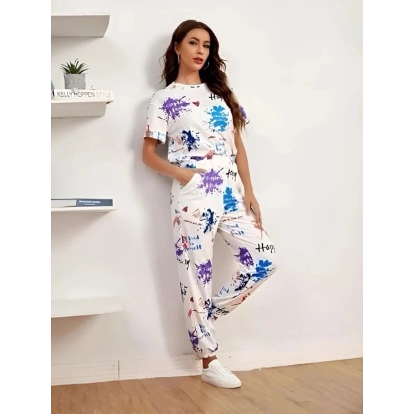 Fancyra Women Night Suit Set Multicolor Printed Pajama Set - Image 5