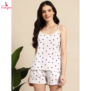 Fancyra Women Night Suits Cami Top & Shorts Nightwear Pajama Set