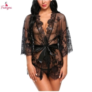 Fancyra Women Nightdress Lingerie Charming Lace Sleepwear Nighty Free Size