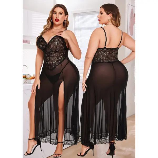 Fancyra Women Nightdress Maxi Lingerie Lace Babydoll Sleepwear For Honeymoon First Night Bridal Nightdress - Image 3