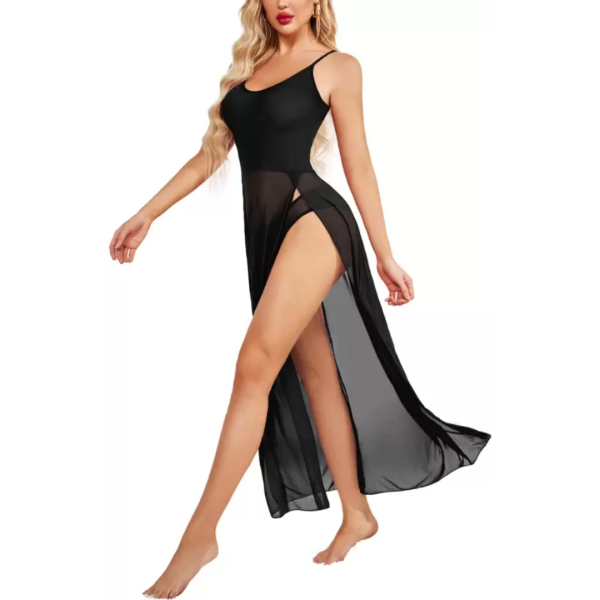 Fancyra Women Nightgown Lingerie Sheer Lace Chemise Mesh Sleepwear Maxi Babydoll Dress - Image 3