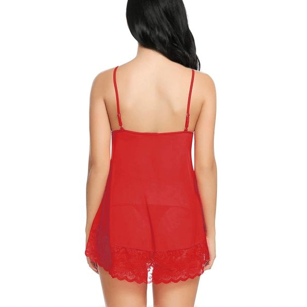 Fancyra Women Nightwear Babydoll Honeymoon Backless Sleepwear Lingerie Set - Image 2