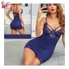 Fancyra Women Nightwear Lingerie Lace Babydoll Sleepwear With G String Panty Free Size Blue Color