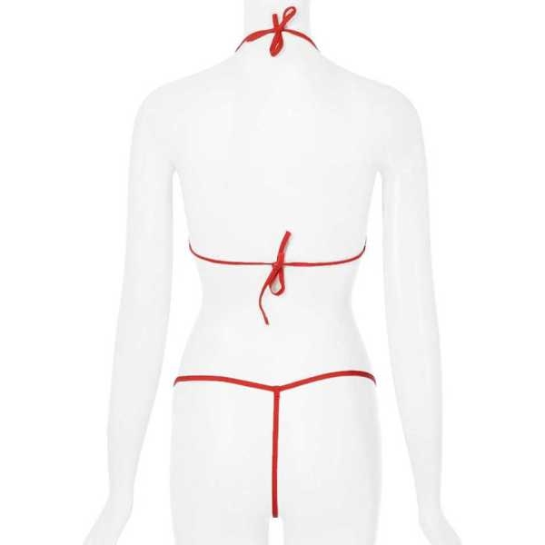 Fancyra Women Nightwear Lingerie Soft Net Bodysuit With G String Free Size Red Color - Image 3