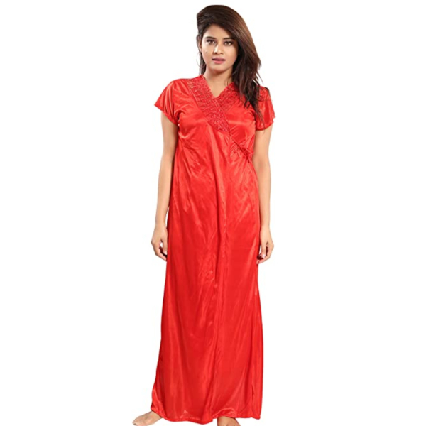 Fancyra Women Nightwear Nighty with Robe and Lingerie Bikini Set Free Size - Image 3