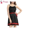 Fancyra Women Nightwear Satin Floral Above U Neck Babydoll Lingerie Free Size Black Color