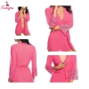 Fancyra Women Nightwear Solid Above Knee Babydoll Sleepwear With Panty And Robe Free Size Pink Color