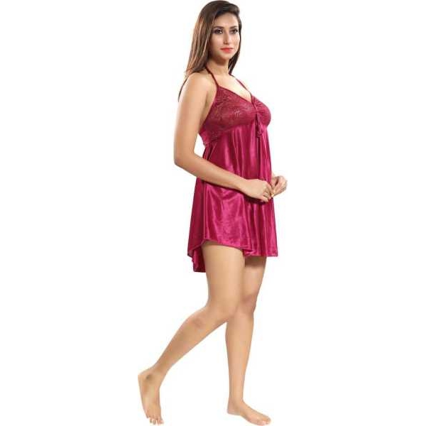 Fancyra Women Nightwear Stylish Babydoll Lingerie sleepwear Free Size Pink color - Image 2