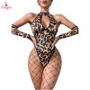 Fancyra Women One Piece Animal Print Bodysuit Lingerie with Sleeves