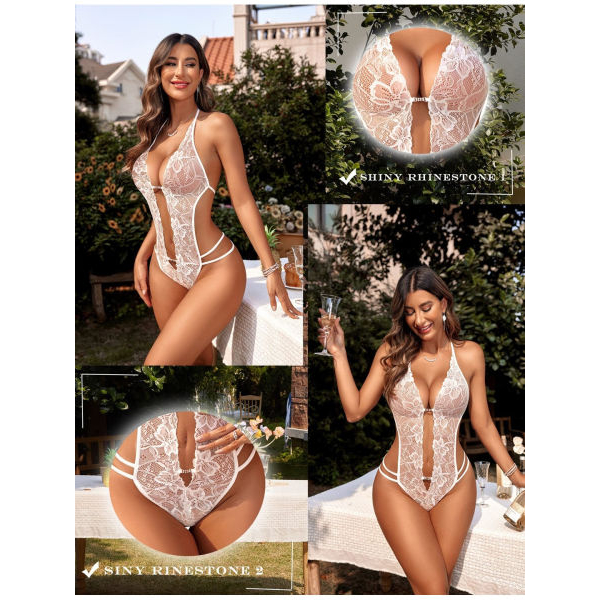 Fancyra Women One Piece Elegant V-neck Babydoll Lingerie - Image 5
