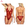 Fancyra Women One Piece Halter Deep V Neck Lace Bodysuit Lingerie