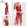 Fancyra Women One Piece Lingerie Deep V Lace Bodysuit Mosaic Lace Teddy Mesh Skirt