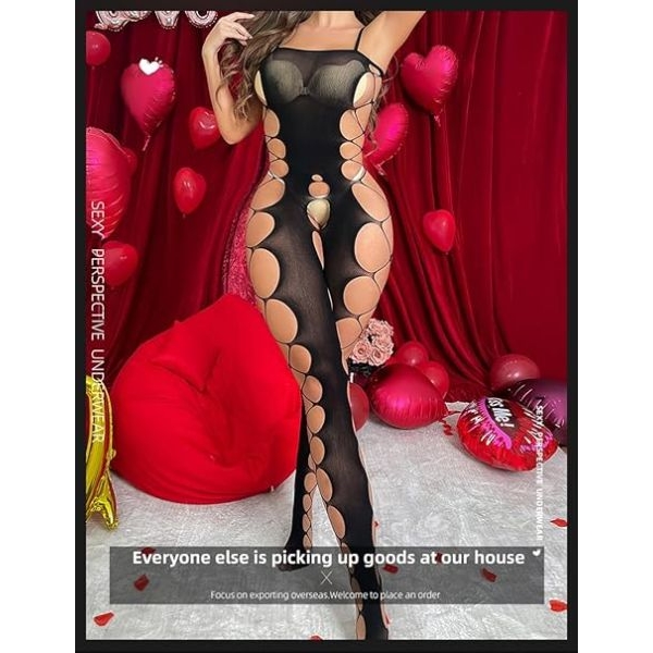 Fancyra Women One-Piece Seductive Mesh Lingerie Catsuit Full Bodystocking - Image 3