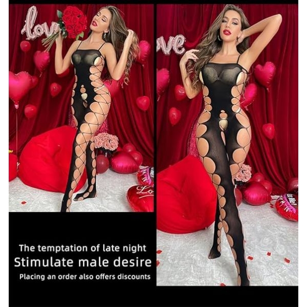 Fancyra Women One-Piece Seductive Mesh Lingerie Catsuit Full Bodystocking - Image 5