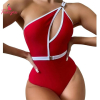 Fancyra Women One-Shoulder Black Cutout Swimsuit Swimwear Red Dress