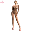 Fancyra Women One Sleeves Bodysuit See Through Fishnet Romper Sheer Leopard Bodycon Stocking