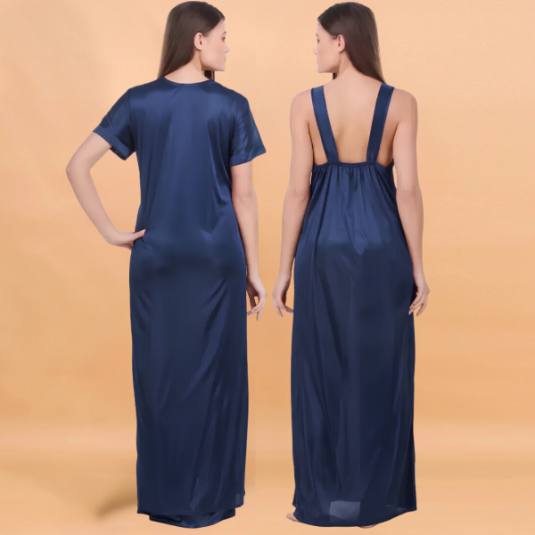 Fancyra Women Pack of 2 Elegant Satin Nighty with Robe Set - Image 3