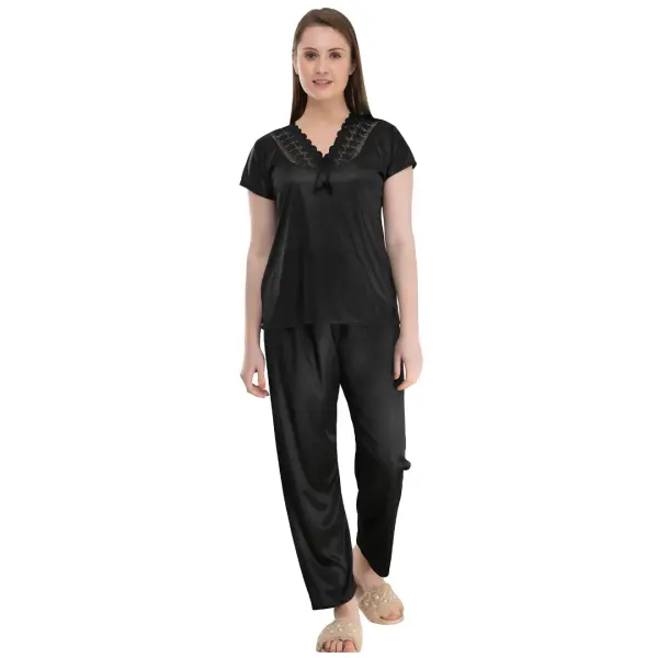 Fancyra Women Pack of 4 Satin Solid Stylish Sleepwear Nighty Nightwear Set - Image 4