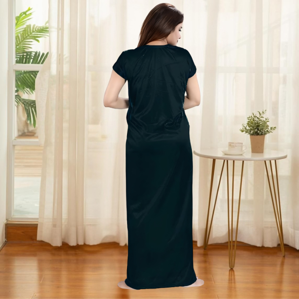 Fancyra Women Pack of 6 Black Satin Solid Sleepwear Nightwear Set - Image 5
