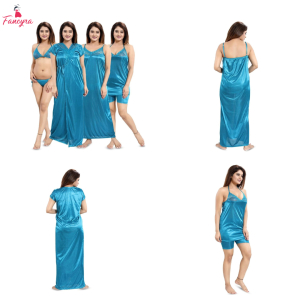 Fancyra Women Pack of 6 Maxi Nightwear Sleepwear Nighty Set