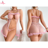 Fancyra Women Pink Sheer Soft Net See Through Babydoll Lingerie