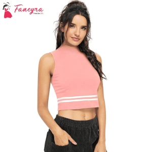 Fancyra Women Pink Top T-Shirt Solid Round Neck