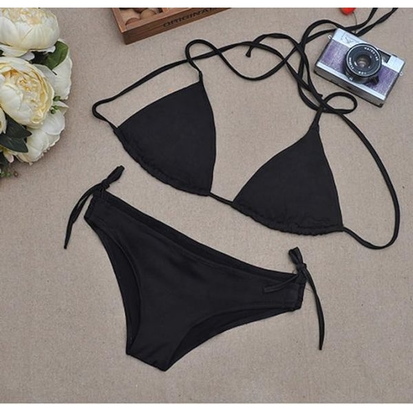 Fancyra Women Plain Black Bikini Bra Panty Lingerie Set Free Size - Image 2